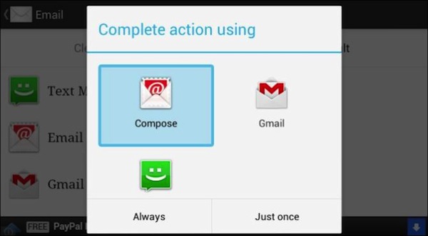 Chọn ứng dụng mặc định mới