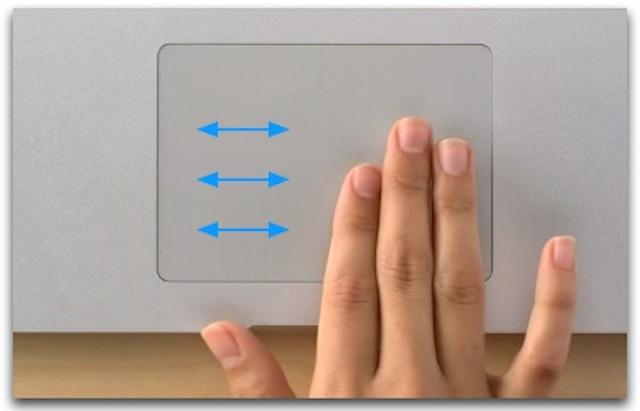 Vuốt sang trái hoặc phải bằng 3 ngón tay giúp di chuyển từ ứng dụng này sang ứng dụng khác