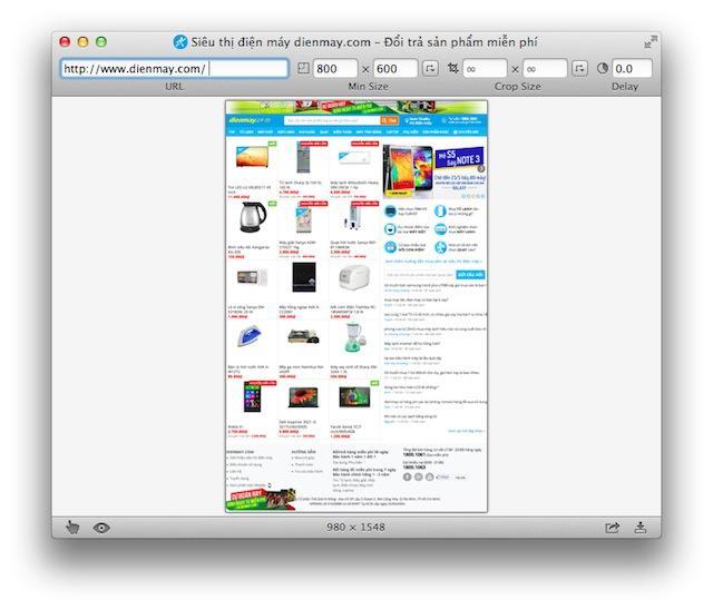 Instructions on how to use Paparazzi to take a full-screen screenshot of a web page on Mac OS
