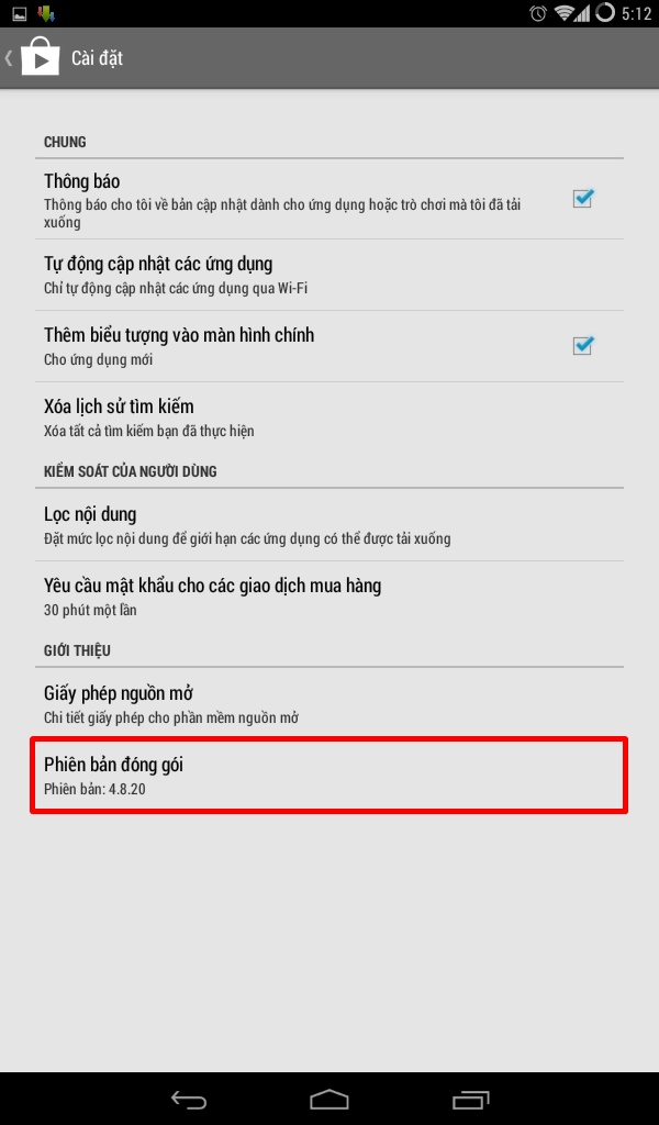 Google Play Store phiên bản mới nhất v4.8.20
