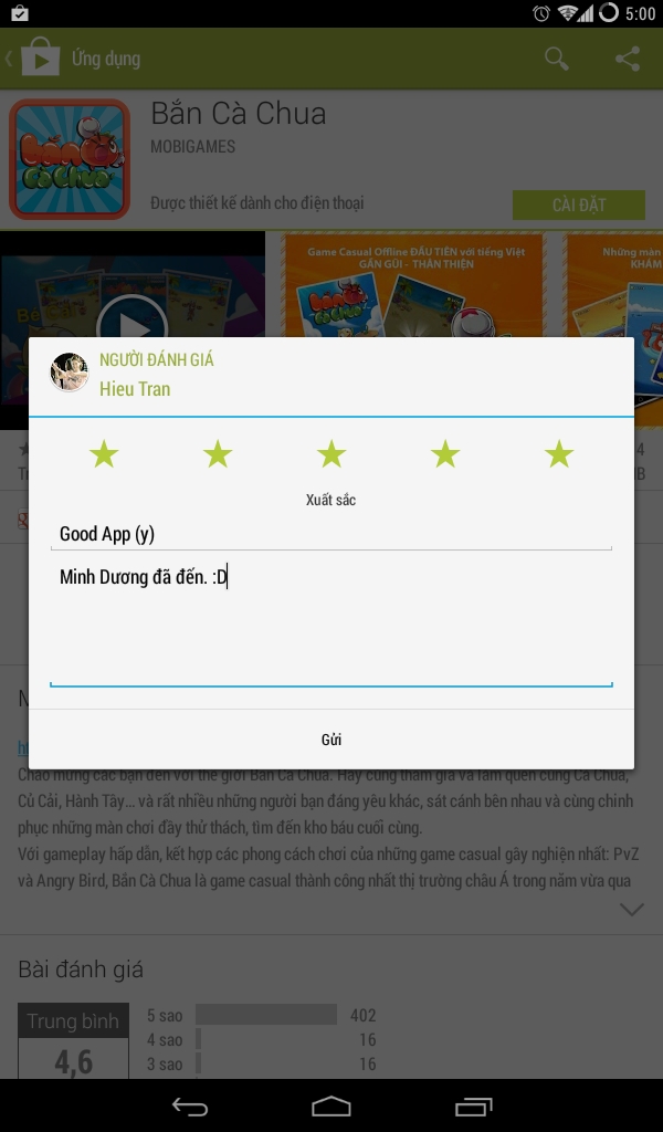 Giao diện cũ: phần đánh giá