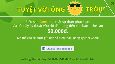 Thẻ cào trị giá 50,000đ Game Worldcup tại TGDĐ