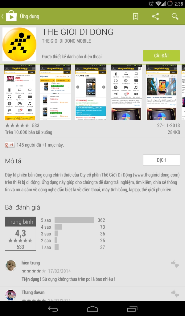 Bạn có thể tải ứng dụng TGDD trên Google Play hoặc tại đây