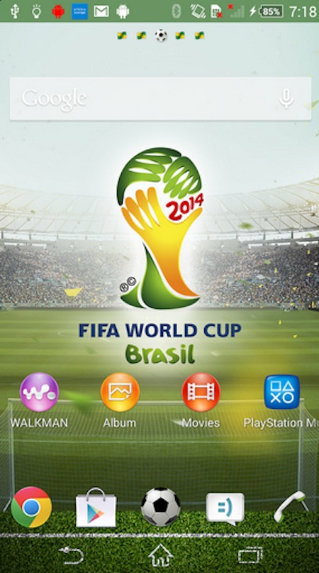 Giao diện World Cup của Sony
