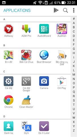 Tính năng All Apps