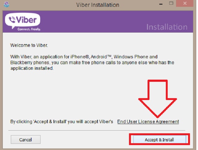 Chọn Accept & Install để bắt đầu cài đặt Viber 