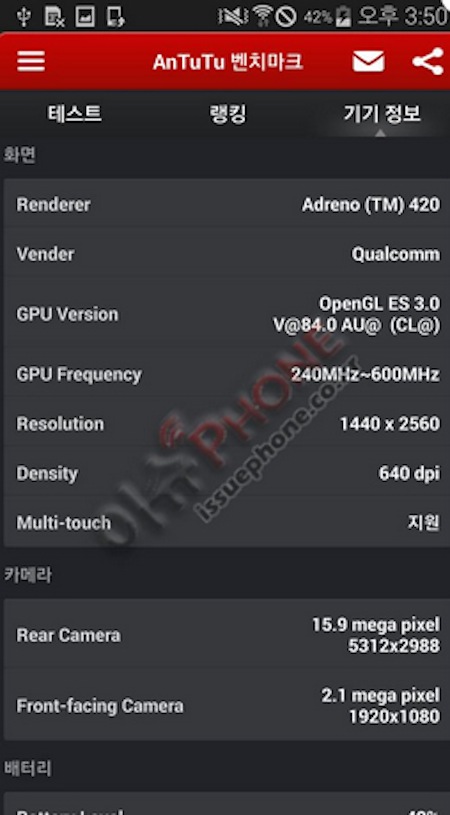 Cấu hình phần cứng của Galaxy S5 LTE-A