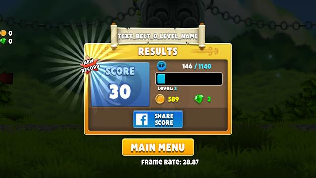 Ngay sau khi màn chơi kết thúc, bạn có thể chia sẻ thành tích vẻ vang của mình lên mạng xã hội Facebook để hơn thua với bạn bè và người chơi khác