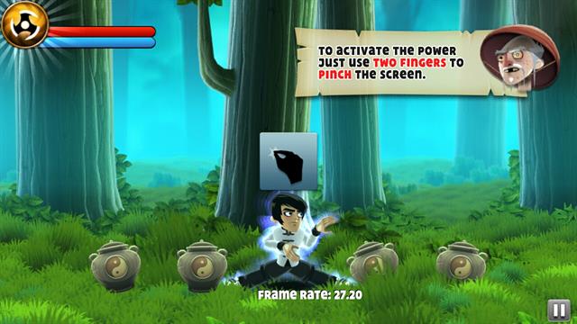 Dùng 2 ngón tay swipe sang trái và phải để sử dụng tuyệt chiêu (khi ống màu xanh dương đầy)