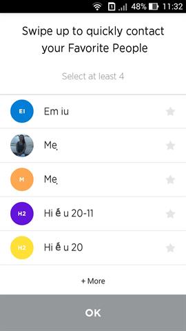 Vuốt ngón tay từ màn hình chính lên trên để gọi, nhắn tin nhanh cho các số ưa thích