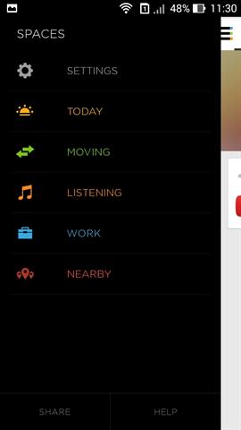 Vuốt từ bên trái sang sẽ hiển thị mục cài đặt cho tab nằm bên trái