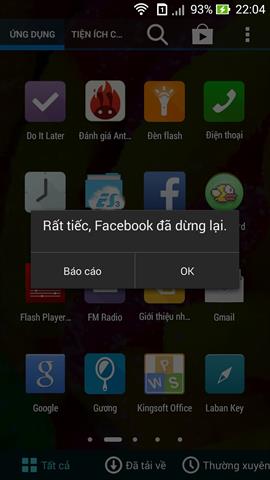 Lỗi: Rất tiếc, Facebook đã dừng lại đã đổ bộ trên các dòng Zenfone