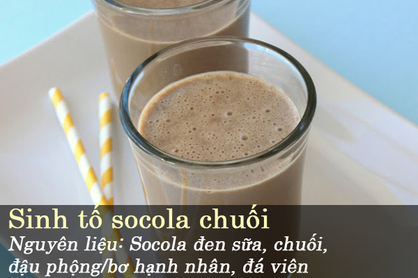 Sinh tố socola chuối với bơ đậu phộng
