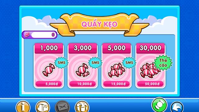 Quầy kẹo - nơi mà bạn phải tốn tiền (SMS hoặc thẻ cào) cho game