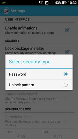 Thay đổi chế độ khóa ứng dụng