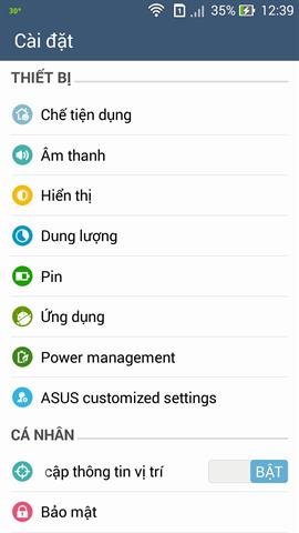 Chụp ảnh màn hình Asus Zenfone