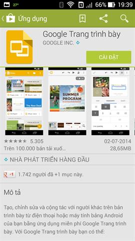 Google Slides được cung cấp hoàn toàn miễn phí trên Google Play Store. Tải về tại đây 