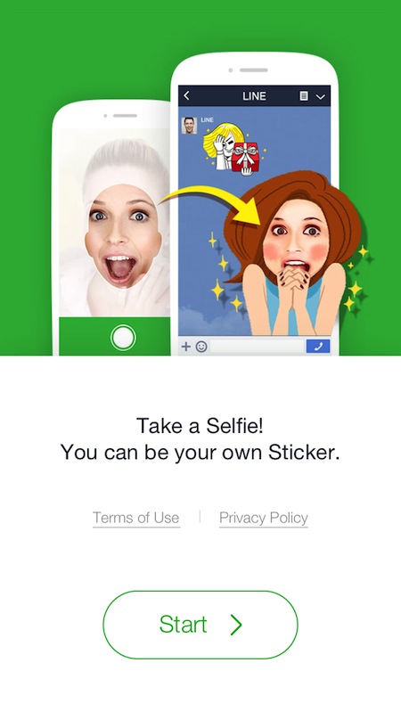 Màn hình khi mới khởi động của Line Selfie Sticker
