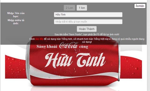 In chữ lên lon Coca Cola 