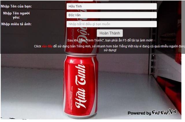 In chữ lên lon Coca Cola