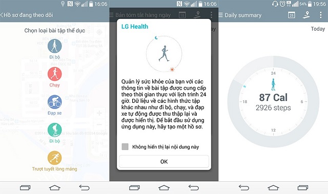 Giao diện tính năng LG Health