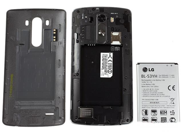 LG G3 có thể tháo ốp lưng và thỏi pin rời