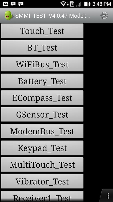 Màn hình Test Mode