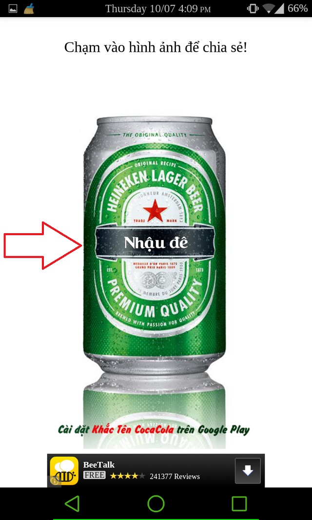 Chữ đã được khắc lên lon Heineken