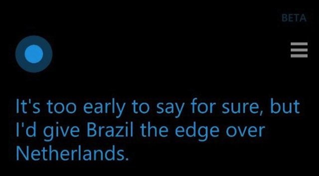 Cortana nói Brazil thắng