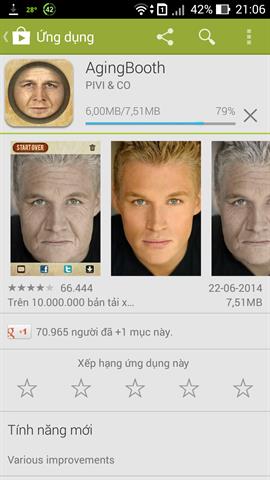 Ứng dụng AgingBooth được cung cấp hoàn toàn miễn phí trên Google Play Store