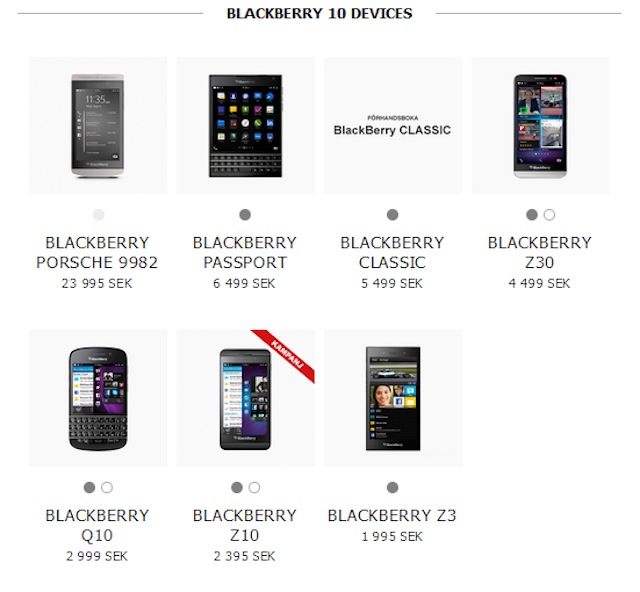 Mức gía niêm yết của bộ đôi điện thoại BlackBerry