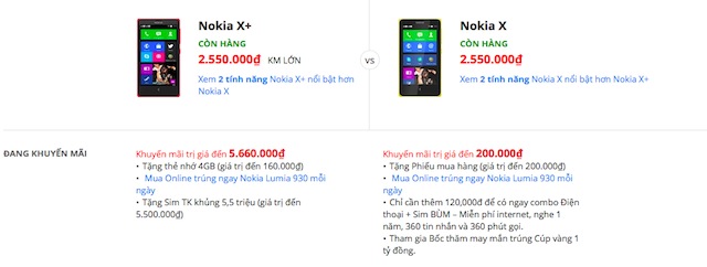 Nokia X có giá ngang X Plus?