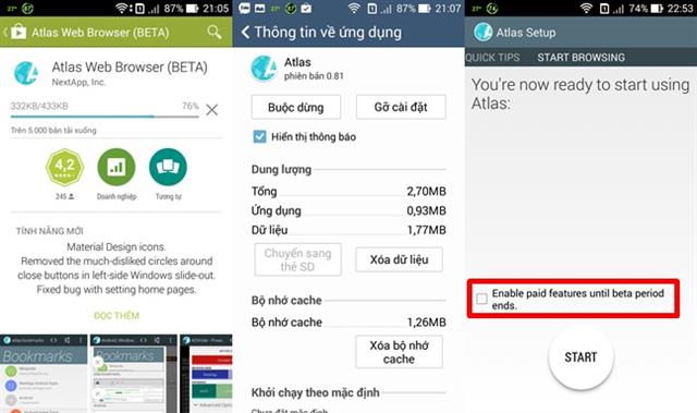 Atlas Web Browser được cung cấp hoàn toàn miễn phí trên Google Play Store. Tải về tại đây