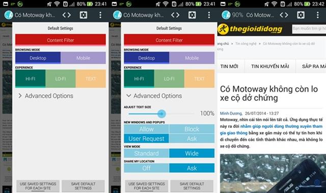 Chuyển đổi nhanh giữa các chế độ