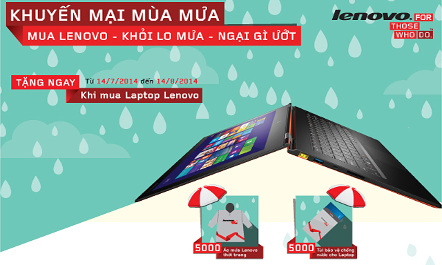 Mua laptop Lenovo khỏi lo mưa, ngại gì ướt Mua laptop Lenovo khỏi lo mưa, ngại gì ướt