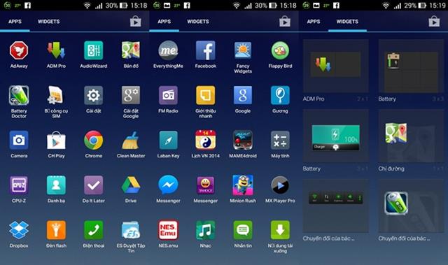 Giao diện ngăn kéo ứng dụng