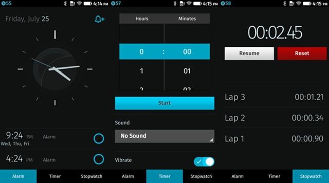 Đồng hồ báo thức, đếm thời gian và bấm giờ