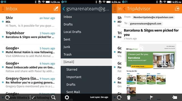 Ứng dụng email mặc định cũng không quá phức tạp để làm quen và hỗ trợ nhiều tài khoản