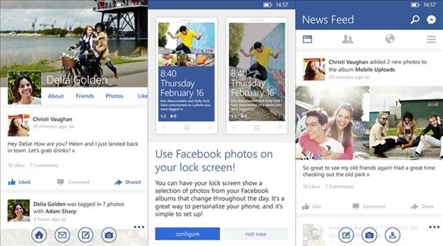 Ảnh chụp màn hình về giao diện Facebook mới trên Windows Phone