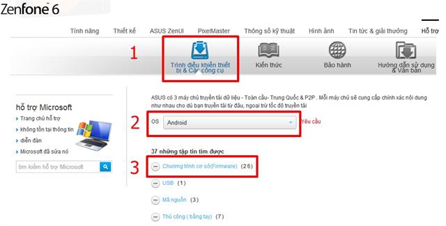 Sau khi truy cập link tải tại đây, bạn vào các mục như ảnh chụp màn hình phía trên rồi chọn OS là Android. Cuối cùng, chọn phiên bản phần mềm tương ứng cho máy