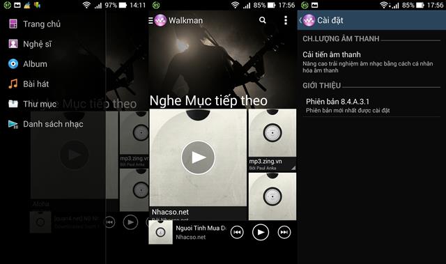 Giao diện chính của Walkman