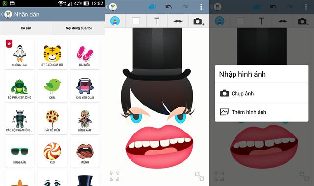 Chọn nhãn dán sẵn có hoặc tải về nhiều hơn trên cửa hàng nhãn dán trực tuyến của Sony