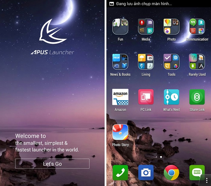 Giao diện đơn giản hóa của Apus Launcher