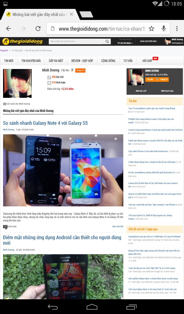 Giao diện Chrome v37 trên máy tính bảng Android