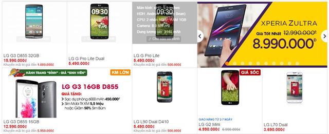 Nhiều smartphone LG đồng loạt giảm giá
