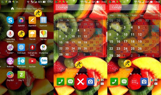 Để thêm ứng dụng ra ngoài màn hình chính, bạn chỉ việc chạm giữ ứng dụng đó và kéo lên bảng thông tin phía trên rồi di chuyển đến vị trí cần thiết