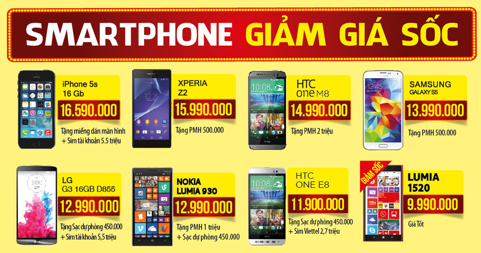 Điện thoại giảm giá sốc Điện thoại giảm giá sốc
