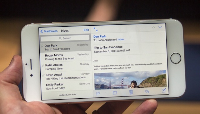 Chế độ màn hình nằm ngang trong email