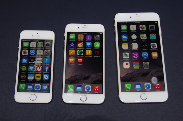iPhone 6 Plus cạnh iPhone 6 và iPhone 5s
