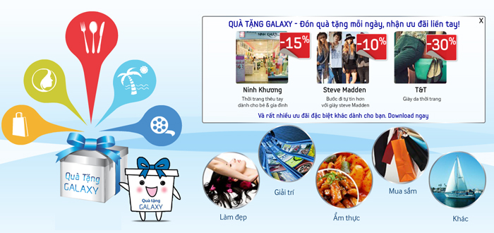 ưu đãi dịch vụ mua sắm, ăn uống, du lịch của Samsung